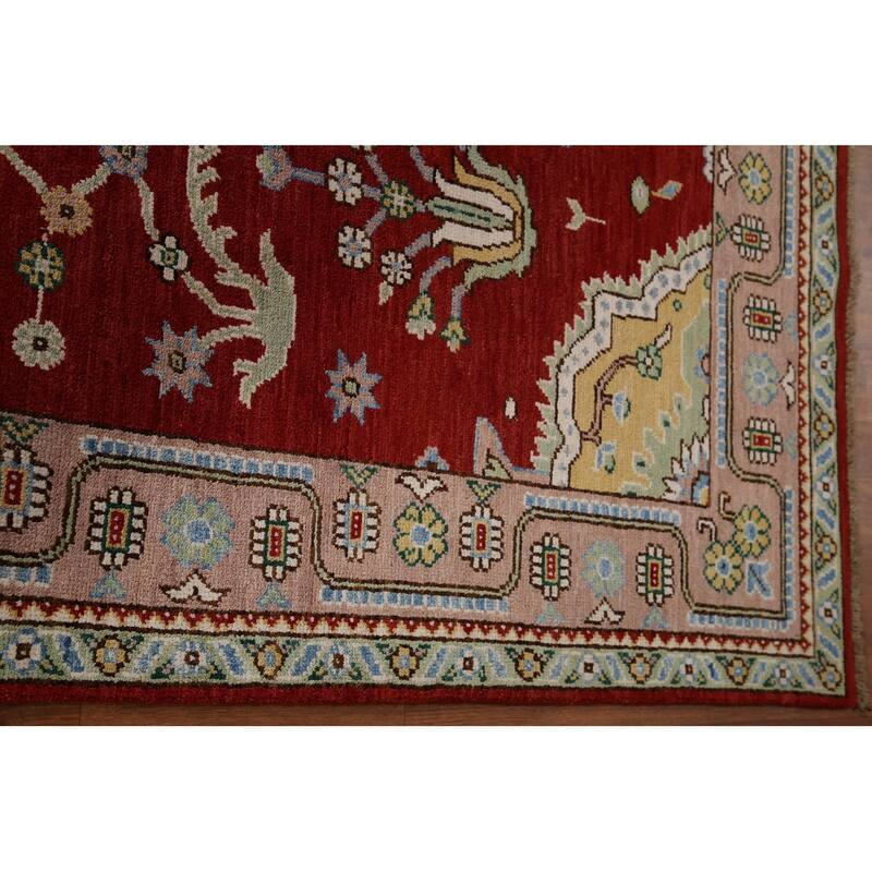 Geometric Turkish Oushak Area Rug Handmade Wool Carpet - 6'5"x 8'0"