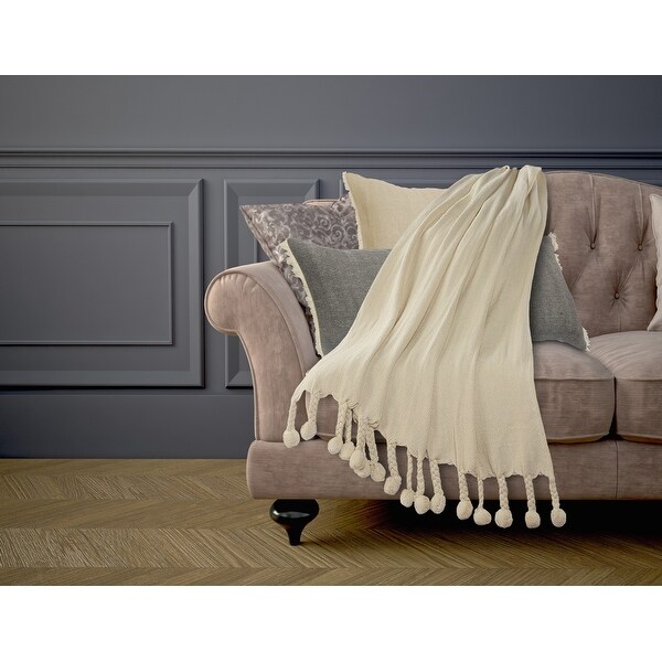 Cream fringe best sale throw blanket