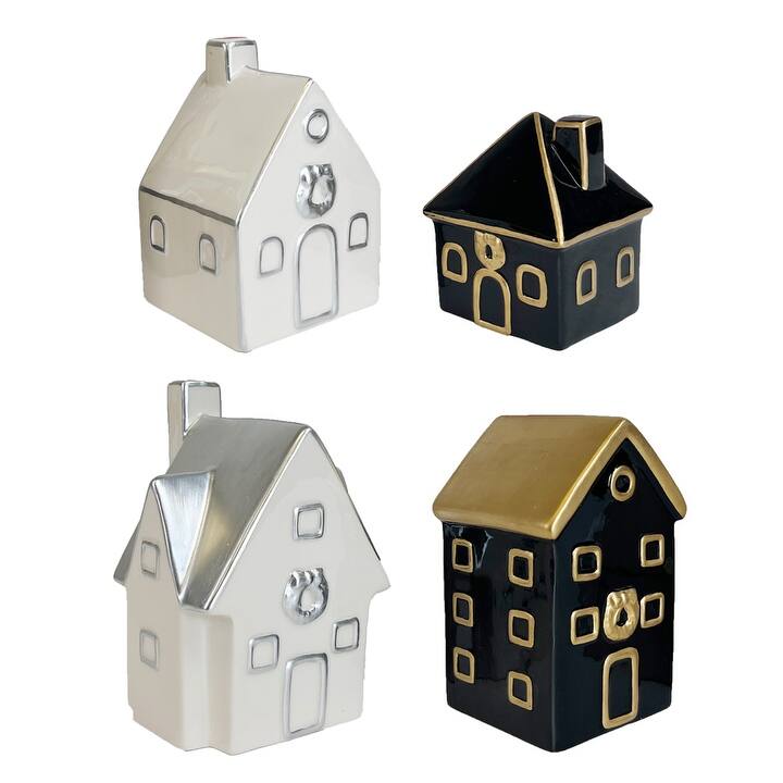 BECKI OWENS CERAMIC CHRISTMAS VILLAGE - Set of 4 Christmas Village Houses
