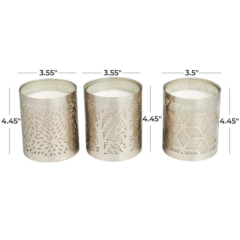 Gold or Copper or Silver Metal Scented 13 oz 1 Wick Geometric Candle with White Wax (Set of 3)
