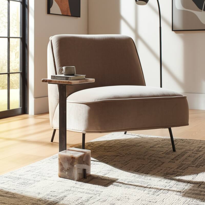 Metal Accent Table Modern Geometric Base Sleek Contemporary Design