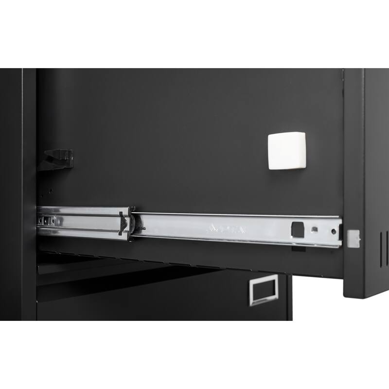 Modern Filing Cabinet Vertical Filing Cabinet, Metal Filing Cabinet with 2 Drawers and lock, for Home Office, Black