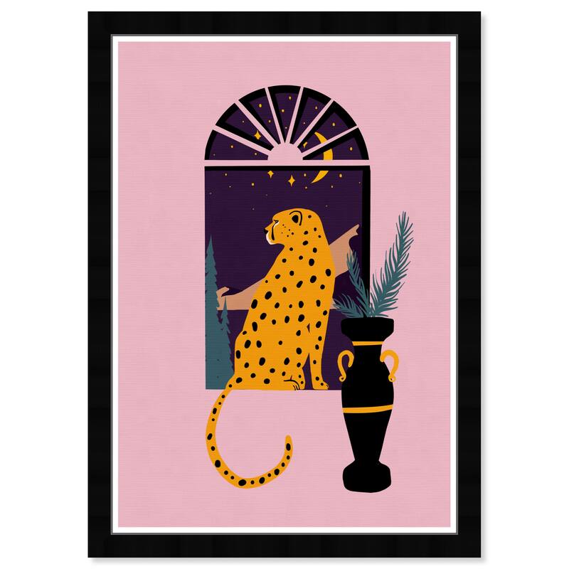 Wynwood Studio Prints Animals Waiting By The Window Yellow and Dark Yellow Bohemian & Eclectic Wall Art Canvas Print