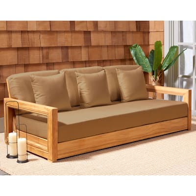 SAFAVIEH Couture Montford Brazilian Teak 3-Seat Bench - 77"W x 36"D x 27"H