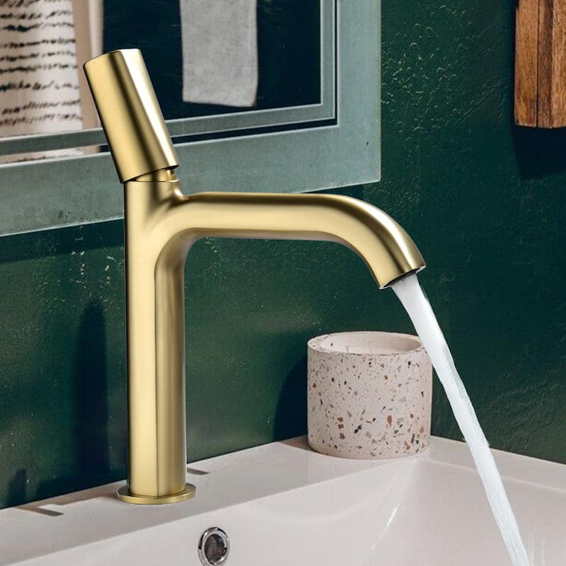 Single Handle Single Hole Bathroom Sink Faucet - Brushed Gold