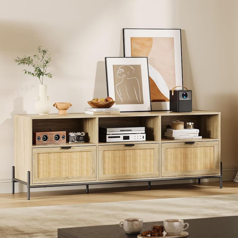 65 Inch Console Table TV Stand Entertainment Center with Storage for Living Room, Bedroom - N/A