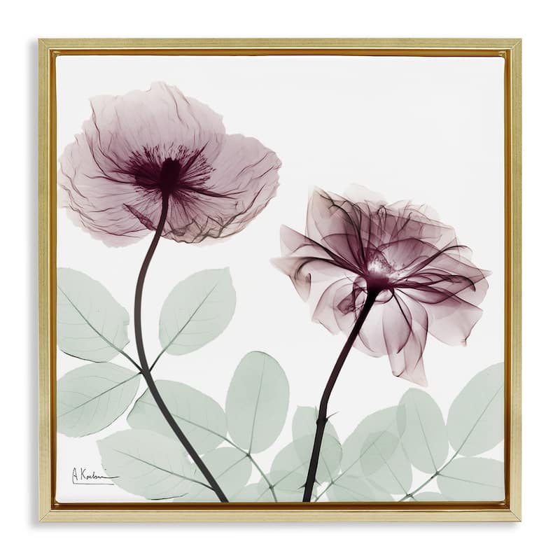 Stupell Delicate Floral Bunches Framed Floater Canvas Wall Art Design By Albert Koetsier - 18 x 18 - Gold