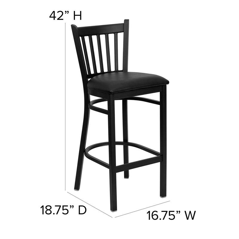 Vertical Back Metal Restaurant Barstool - 16.75"W x 18.75"D x 42"H - 16.75"W x 18.75"D x 42"H