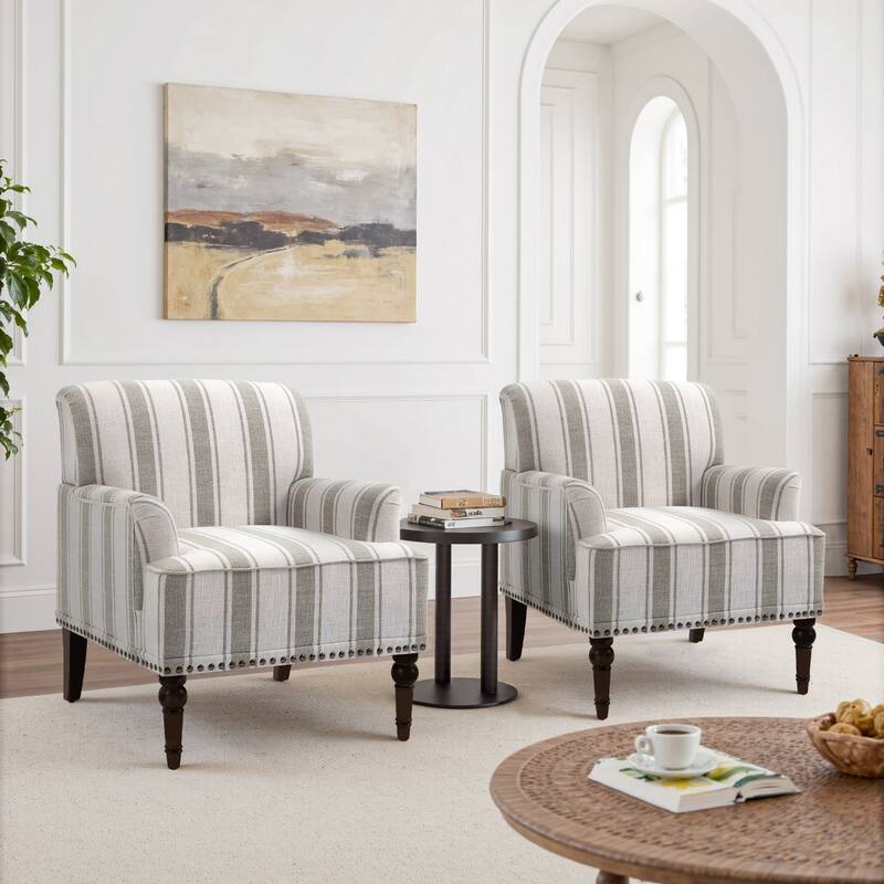 Modern Striped Accent Chairs with Arms