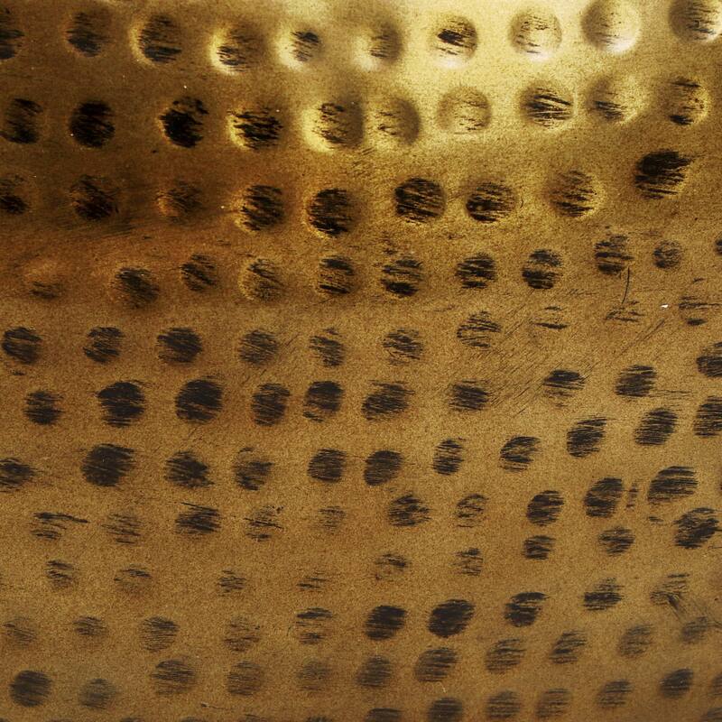 Roomfitters Drum Coffee Table, Round Metal Living Room Center Table with Hammered Design, Modern Accent Table, Coppery