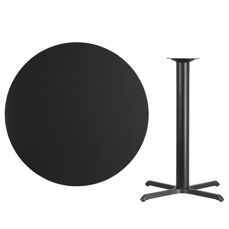 42'' Round Laminate Table Top with 33'' x 33'' Bar Height Table Base - 42"W x 42"D x 43.125"H - 42"W x 42"D x 43.125"H