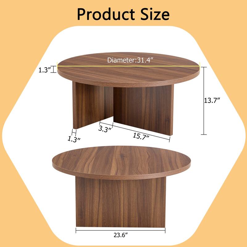 Versatile Mdf Round Coffee Table - Walnut