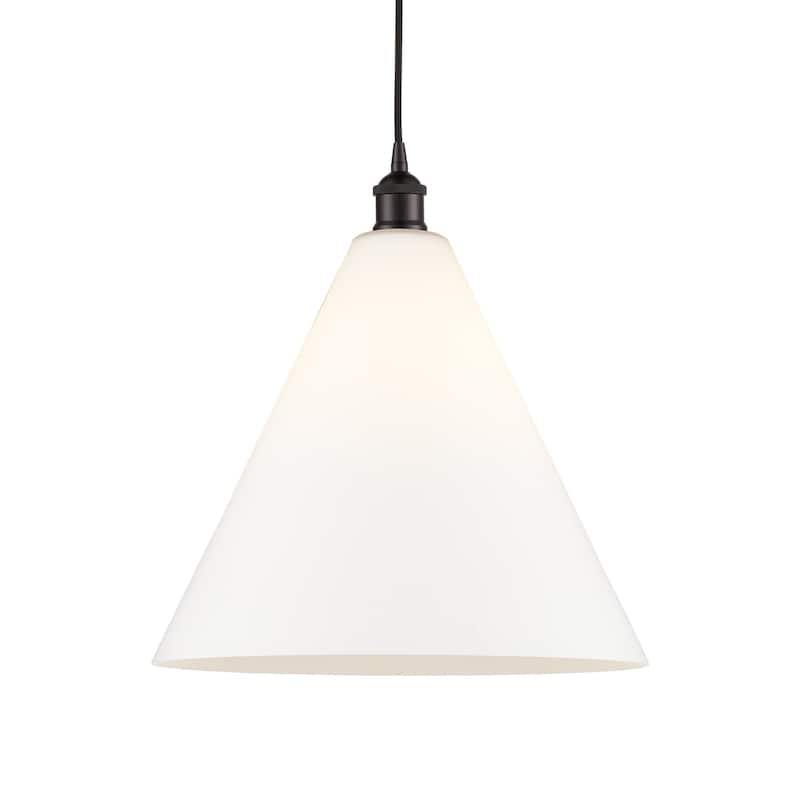 Innovations Lighting 616-1P-18-16 Edison Cone Pendant Edison Cone 16" - Oil Rubbed Bronze / Matte White