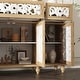 preview thumbnail 12 of 31, Rustic Carved Wood Sideboard Cabinet with Bonus Matching Wall Art Buffet Console Table