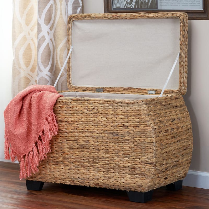 Household Essentials Curved Wicker Storage Chest with Liner - 19.8"L x 31.3"W x 16.5"H