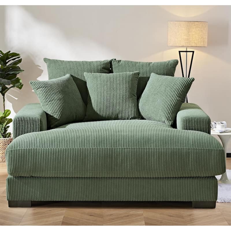 US Pride Furniture Luxe Oversized Soft Corduroy Fabric Chaise Sofa for Living Room and Bedroom