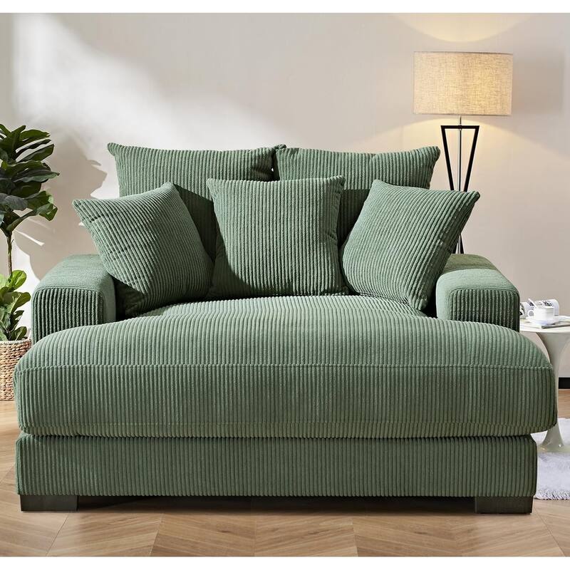 Upholstered in Soft Corduroy Fabric with Removable Cushions, Sofa for Living Room and Bedroom
