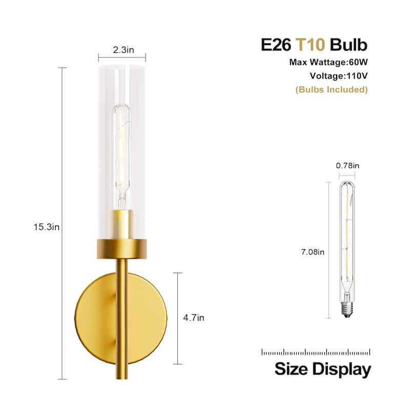 Modern Wall Sconce 2-Pack Wall Lighting Glass Lampshade