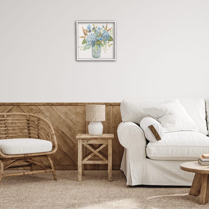 Stupell Hydrangea in Mason Jar Framed Giclee Art Design By Nan