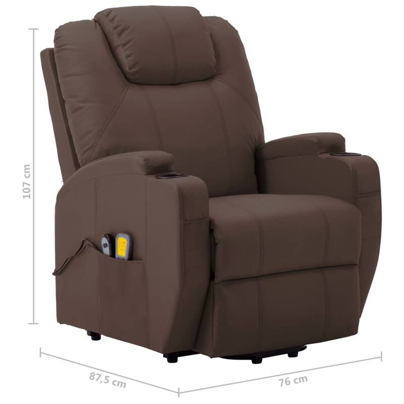 vidaXL Stand up Massage Chair Brown Faux Leather - 29.9" x 34.4" x 42.1"