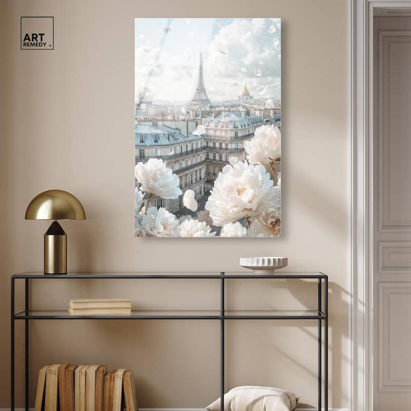 Peonies Over Paris Acrylic by Art Remedy, Ready to Hang