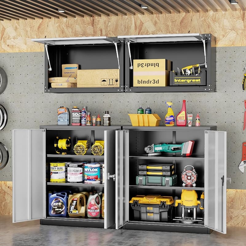 36 inch Metal Office File Storage Cabinet Locker with Locking Doors and Adjustable Shelves for Home Office, Garage, Pantry