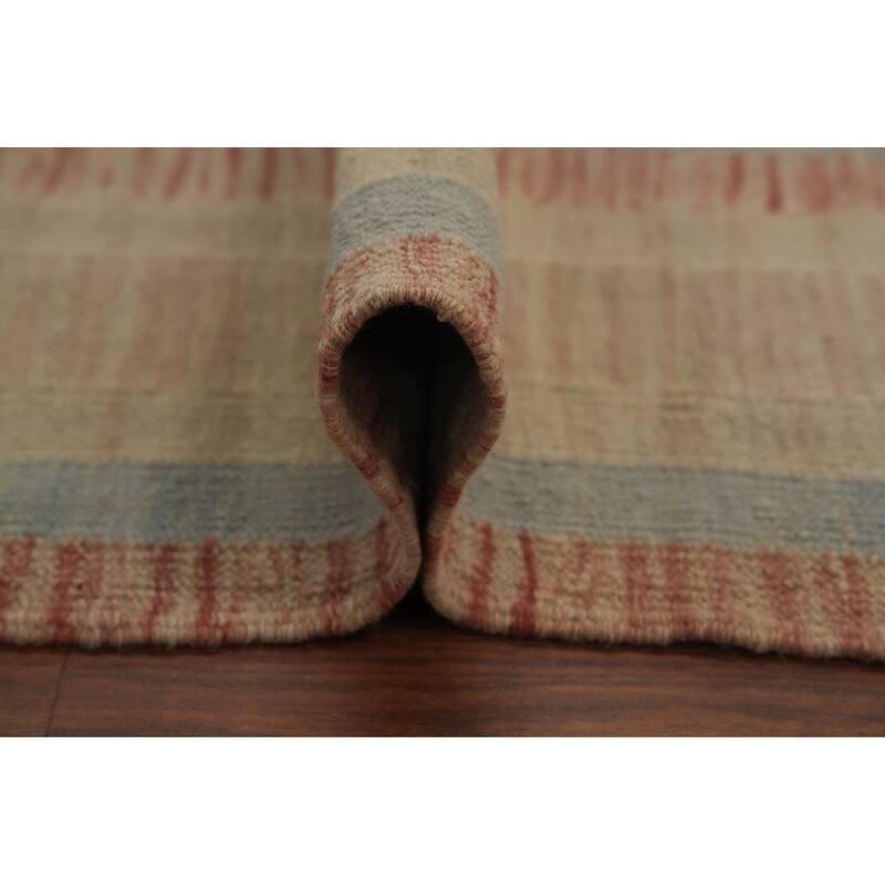 Hand Woven Oriental 100% Wool Carpet Southwestern Tribal Beige & Ivories Kilim Area Rug - 13' 0'' X 10' 0''