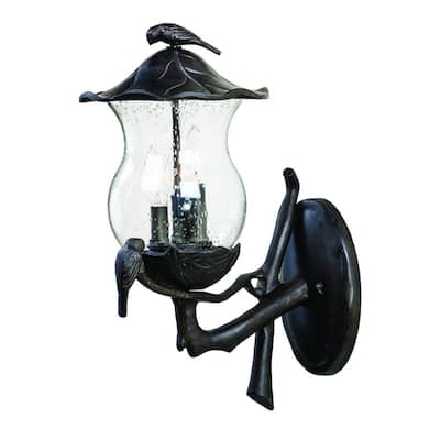 Black Aluminum Outdoor Wall Light with Clear Glass 3 Light Hardwired - 13.25” x 10” x 20” (D x W x H)