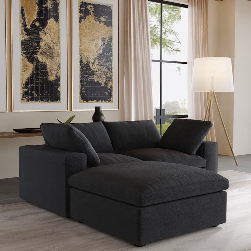L-Shaped Convertible Modular Sectional Sofa Couch with Storage Seat - Black