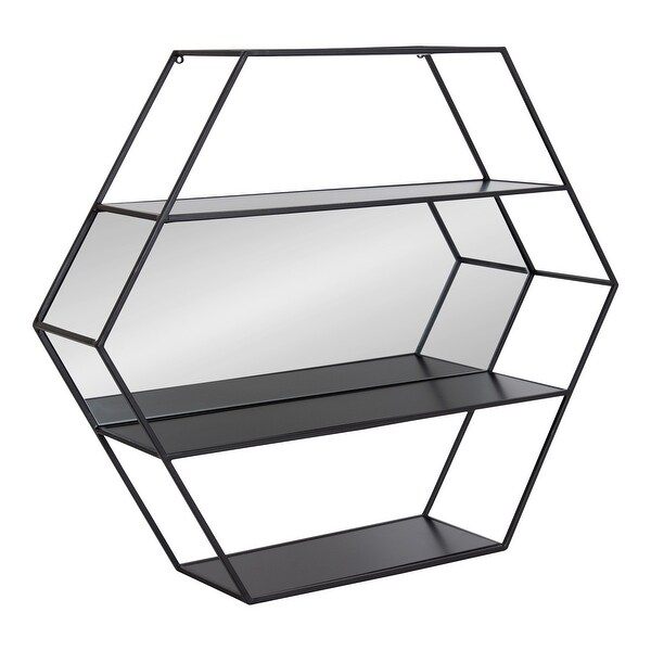 Kate and Laurel Lintz Hexagon Wall Mirror Shelves - Bed Bath