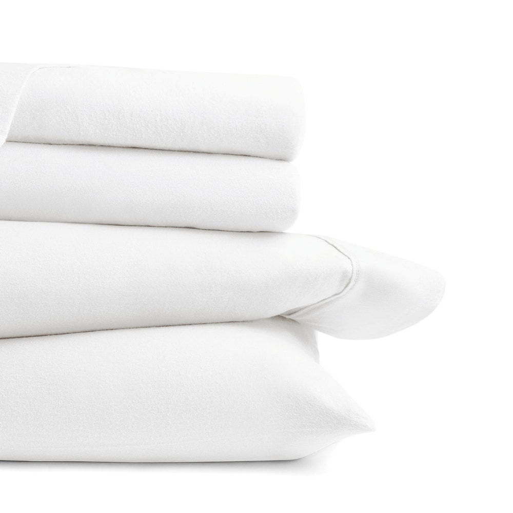 Becky Cameron 4 Piece Solid Cotton Brushed Flannel Deep Pocket Sheet Set