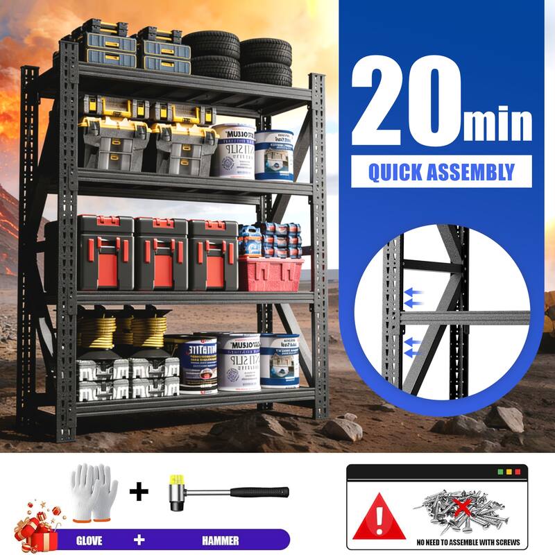 Heavy Duty Metal Adjustable Garage Shelves, 4000LBS Storage Rack Industrial Shelving Unit for Warehouse