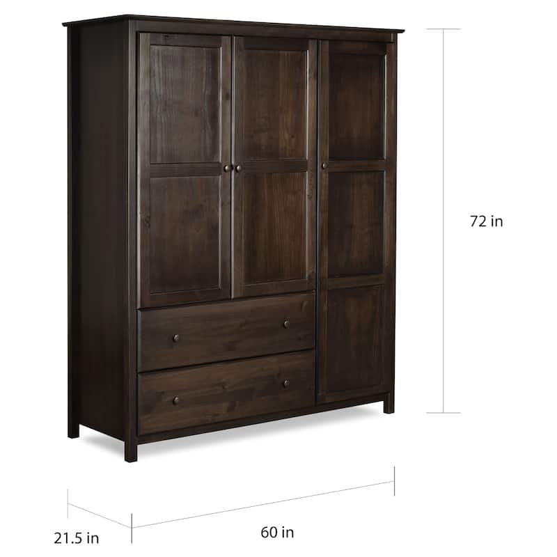 Grain Wood Furniture Shaker Wood 3-door Armoire - 60x72x22