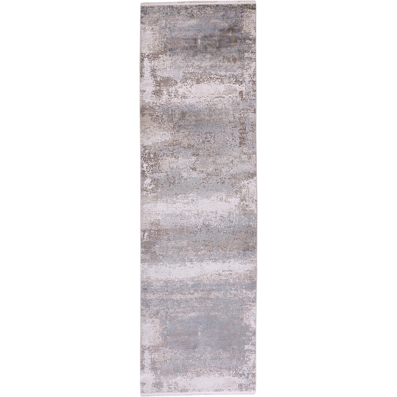 Grand Bazaar Lindstra Machine Made Abstract Modern Area Rug - 3'1" x 10' - Taupe/Gray/Silver