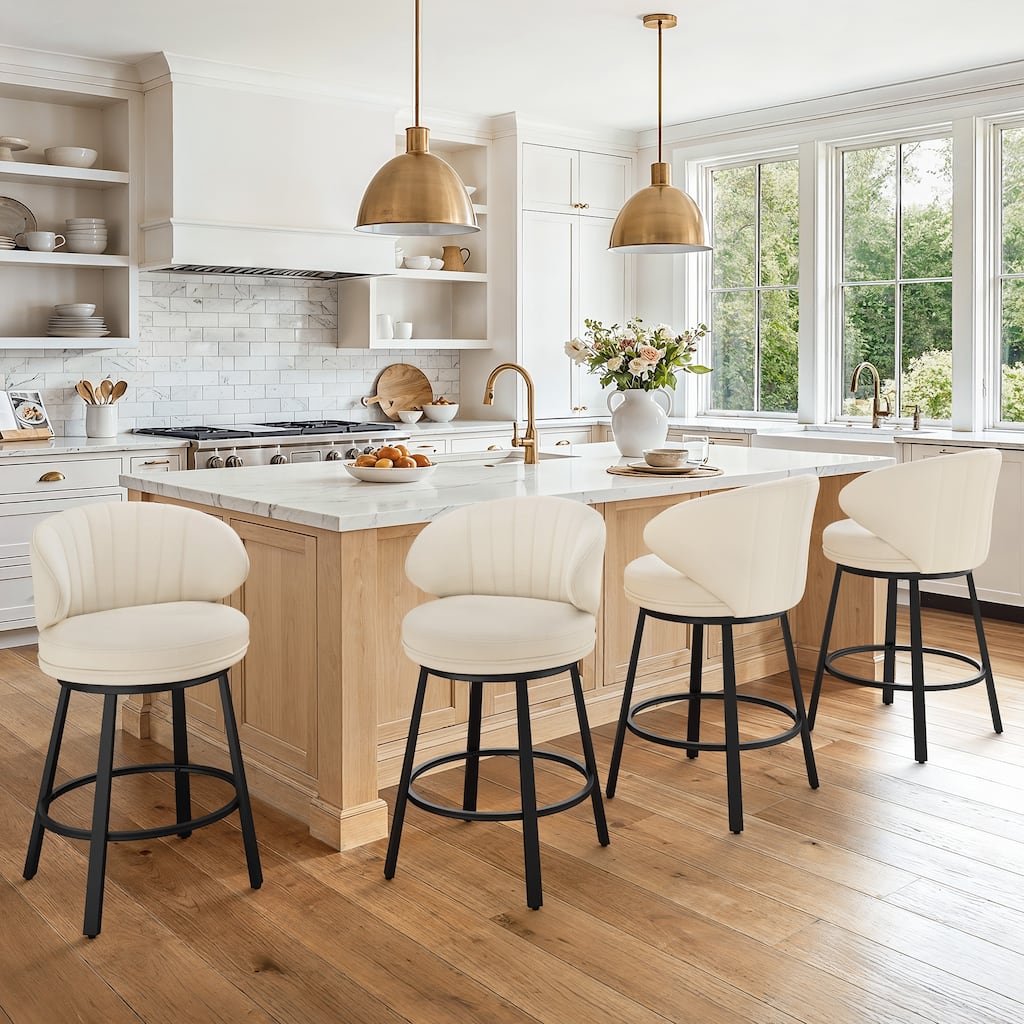 Bar Stools 26", Swivel Counter Height Bar Stools with Low Back for Kitchen Islands, Restaurant，Bar