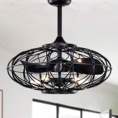 Melton 26 Inch Clean Line Matte Black Fandelier with Remote