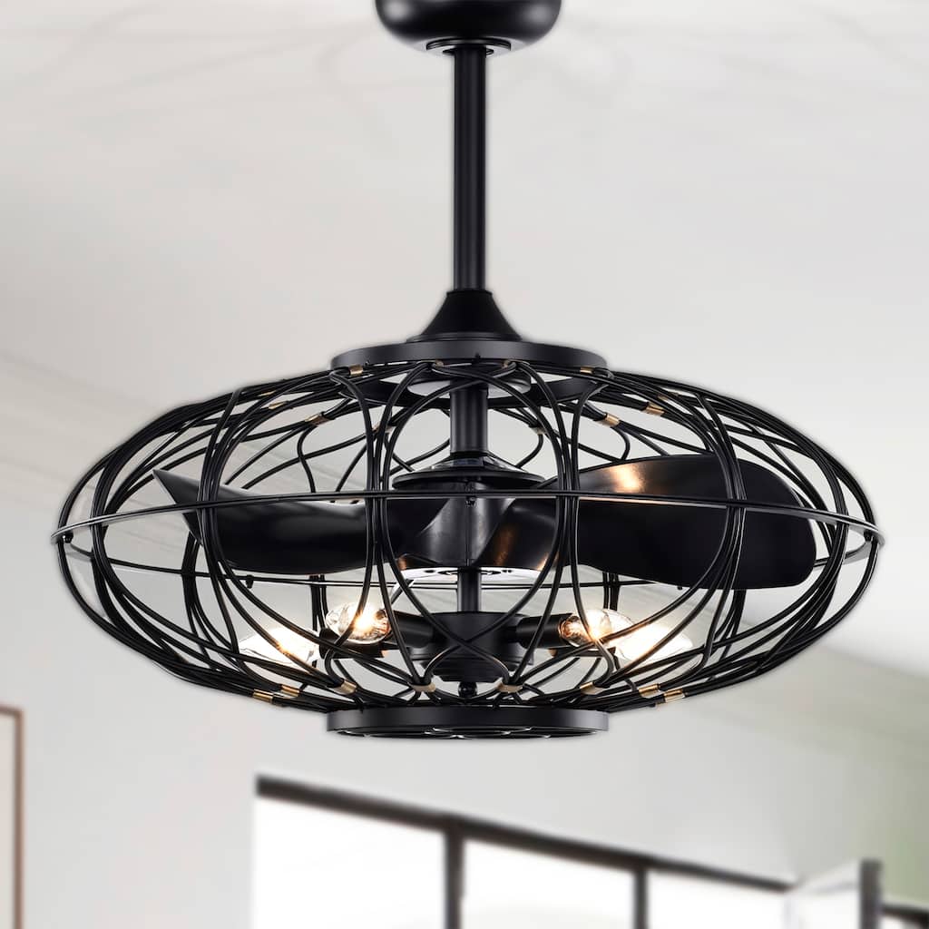 Melton 26 Inch Clean Line Matte Black Fandelier with Remote