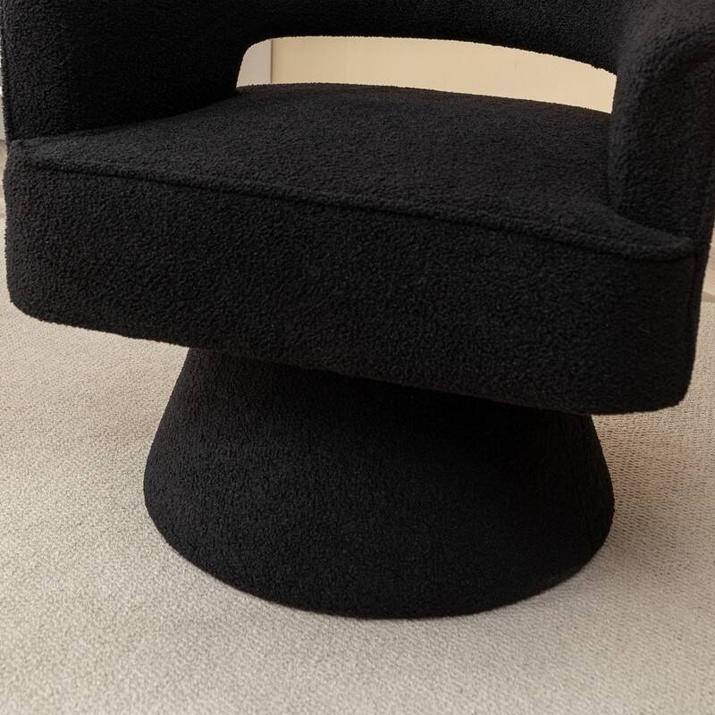 SEYNAR Modern Glam Open Back Velvet Upholstered Round Swivel Accent Arm Barrel Chair for Living Room