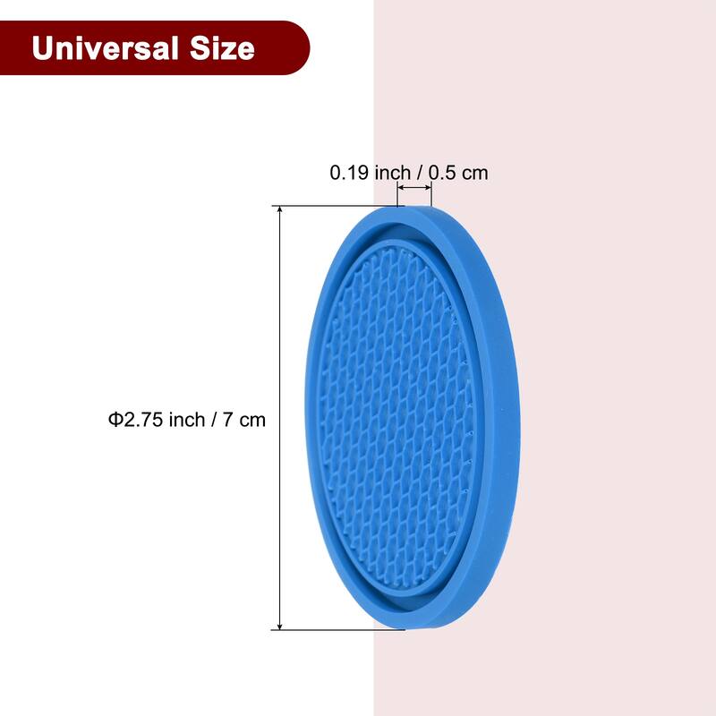 2pcs Car Cup Coasters PVC Car Cup Mats Non-Slip Universal Cup Holder - 2.76" - Blue