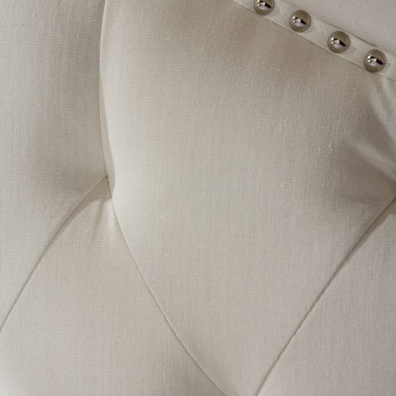 Queen Size Tufted Upholstered Headboard with Nailhead Trim and Adjustable Height