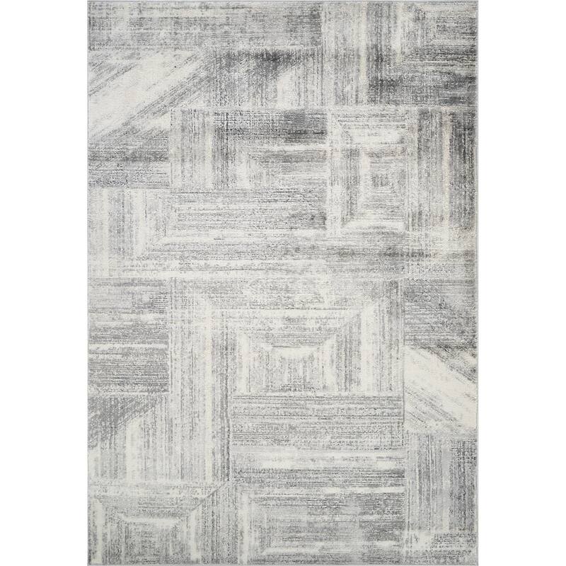 Intense Collection Transitional Abstract/Geometric Pattern - 5'3'' X 7'6'' - Grey