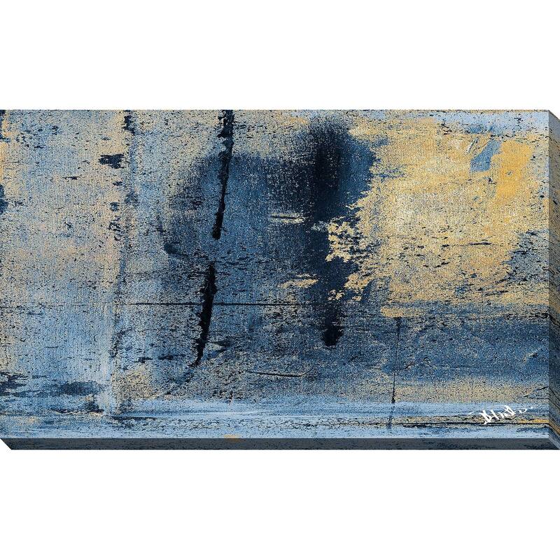 "Gold on Blue Square I" Print on Canvas