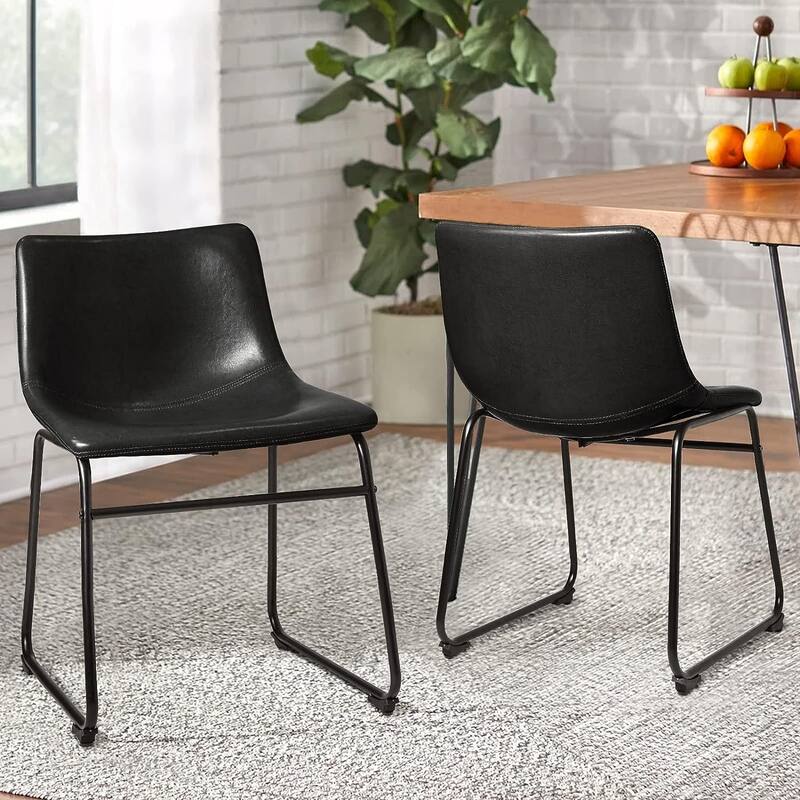 Bossin 18/26/30 inch Bar Stools,Counter Height Bar Stools with Back Modern PU Leather Stools Dining Chair with Footrest - Set of 2 - Black - Short