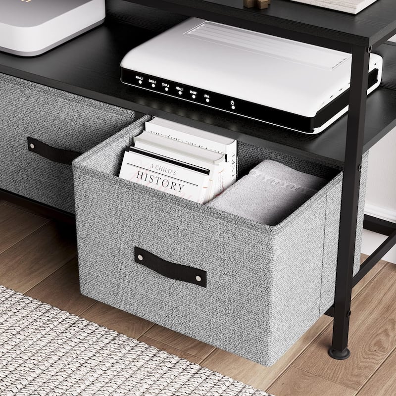 TV Stand with 3 Fabric Drawers, TV Cabinet for 55 Inch TV