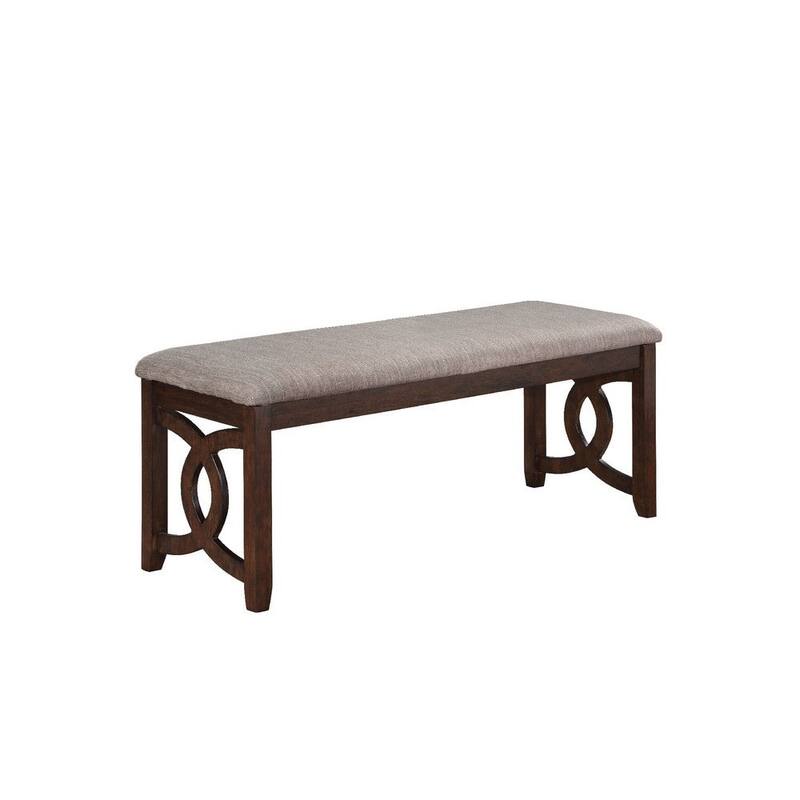 Gery 46 Inch Wood Bench with Fabric Seat, Cherry Brown - 46.25 L x 16.75 x 19.25 H inches - Brown
