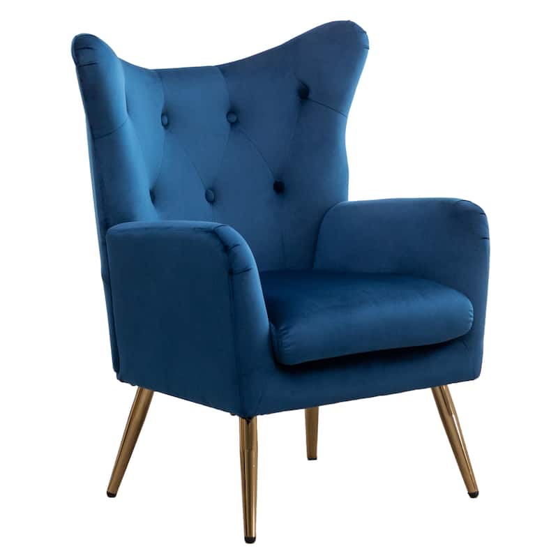 Blue 30.25" Velvet Button Tufted Accent Chair