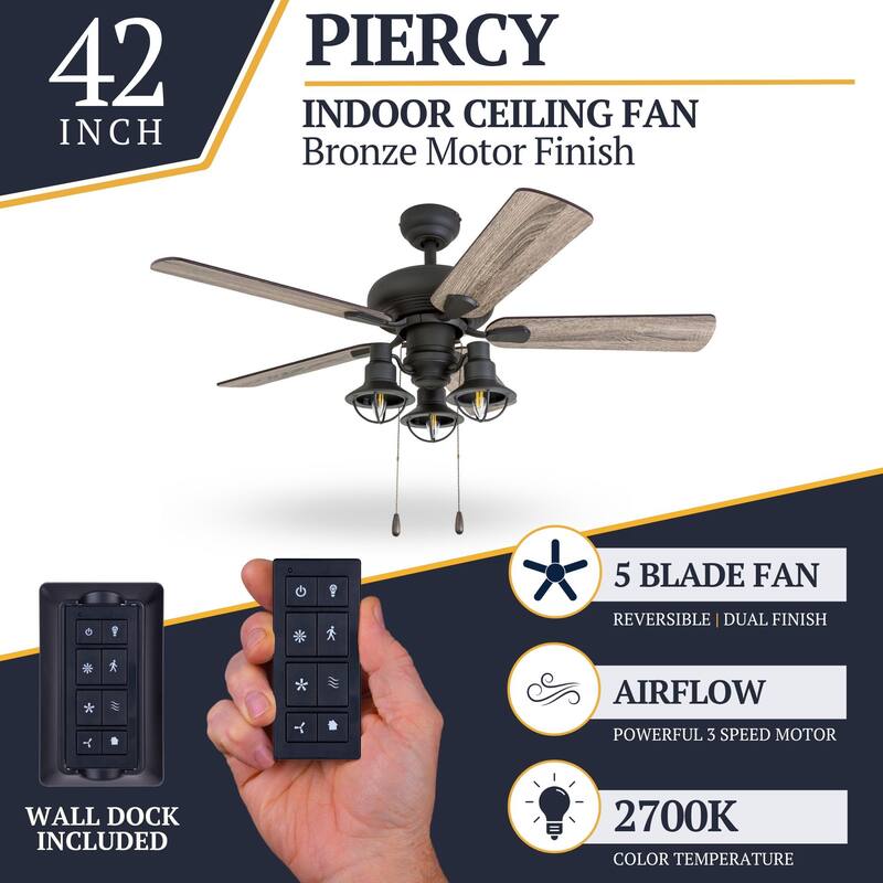 Prominence Home Piercy Coastal 42-inch Aged Bronze LED Ceiling Fan