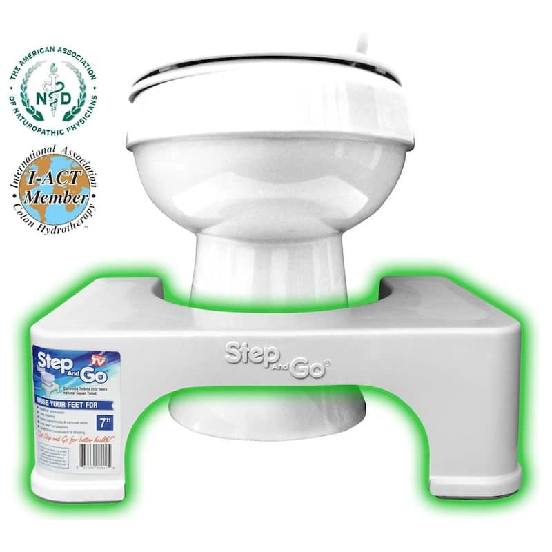Step and Go Toilet Stool 7" - Bathroom Squat Stool - White