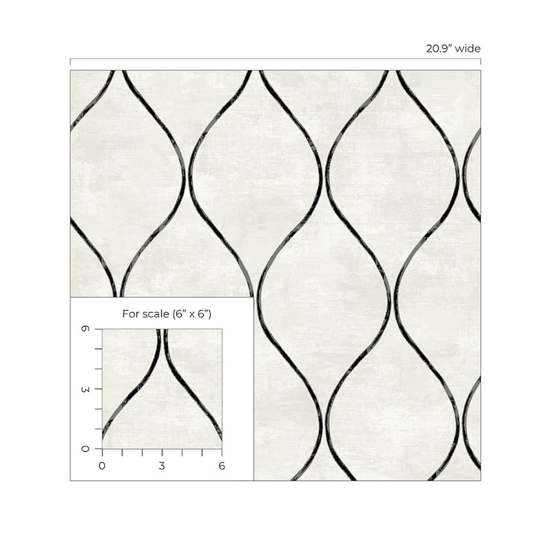 Seabrook Designs Ellisse Geometric Vertical Ogee Non-Woven Unpasted Wallpaper