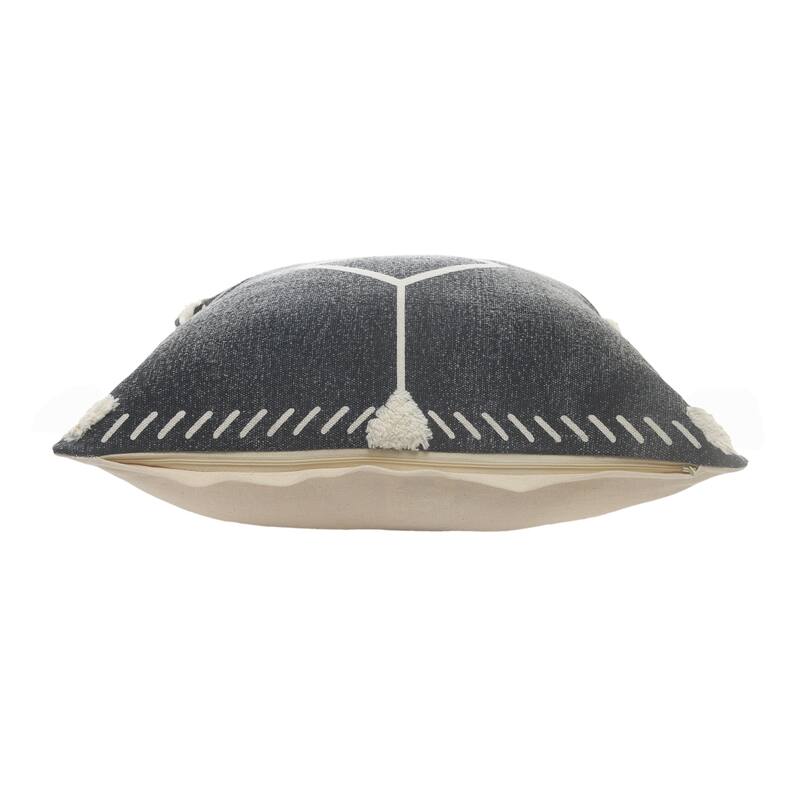 Sevita Bordered and Tufted Geometric Throw Pillow